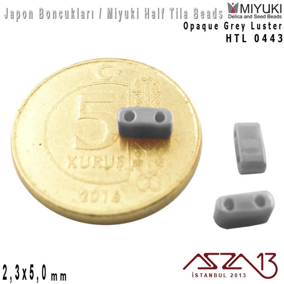 Half Tila Boncuk - Opaque Grey Luster - HTL0443 / 48 Adet