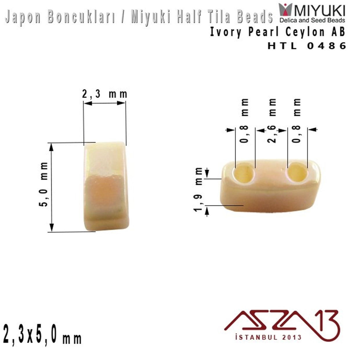Half Tila Boncuk - Ivory Pearl Ceylon AB - HTL0486 / 48 Adet