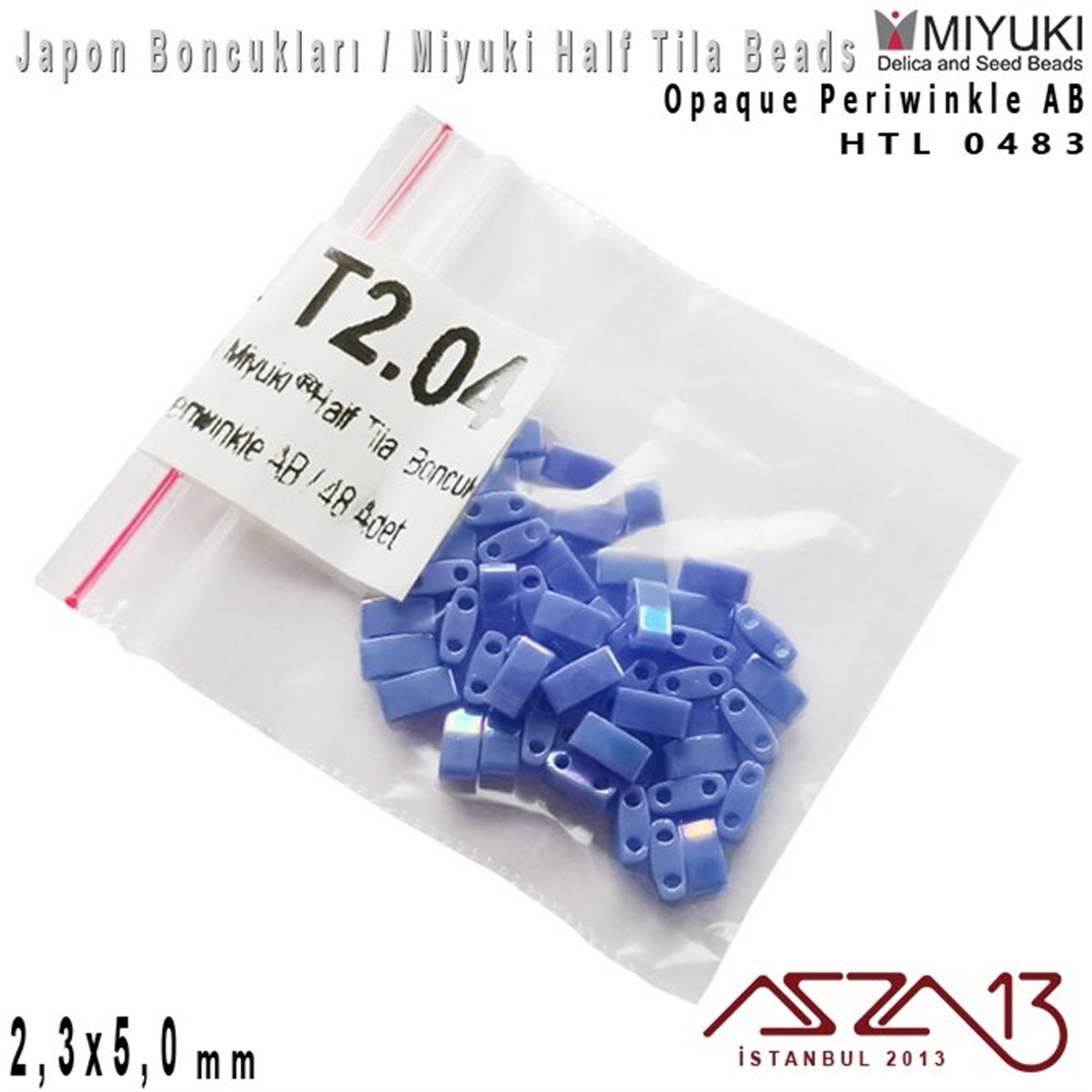 Half Tila Boncuk - Opaque Periwinkle AB - HTL0483 / 48 Adet