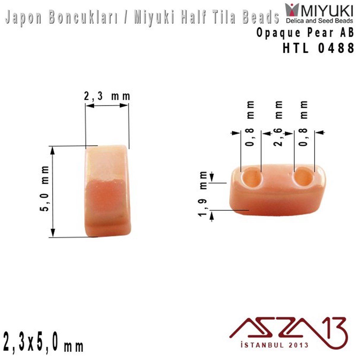 Half Tila Boncuk - Opaque Pear AB - HTL0488 / 48 Adet
