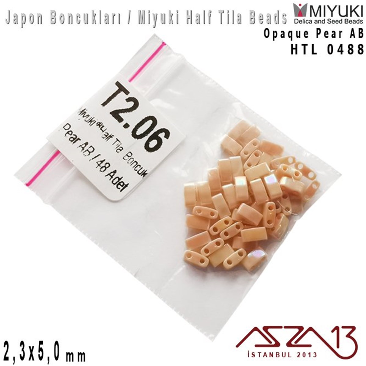 Half Tila Boncuk - Opaque Pear AB - HTL0488 / 48 Adet