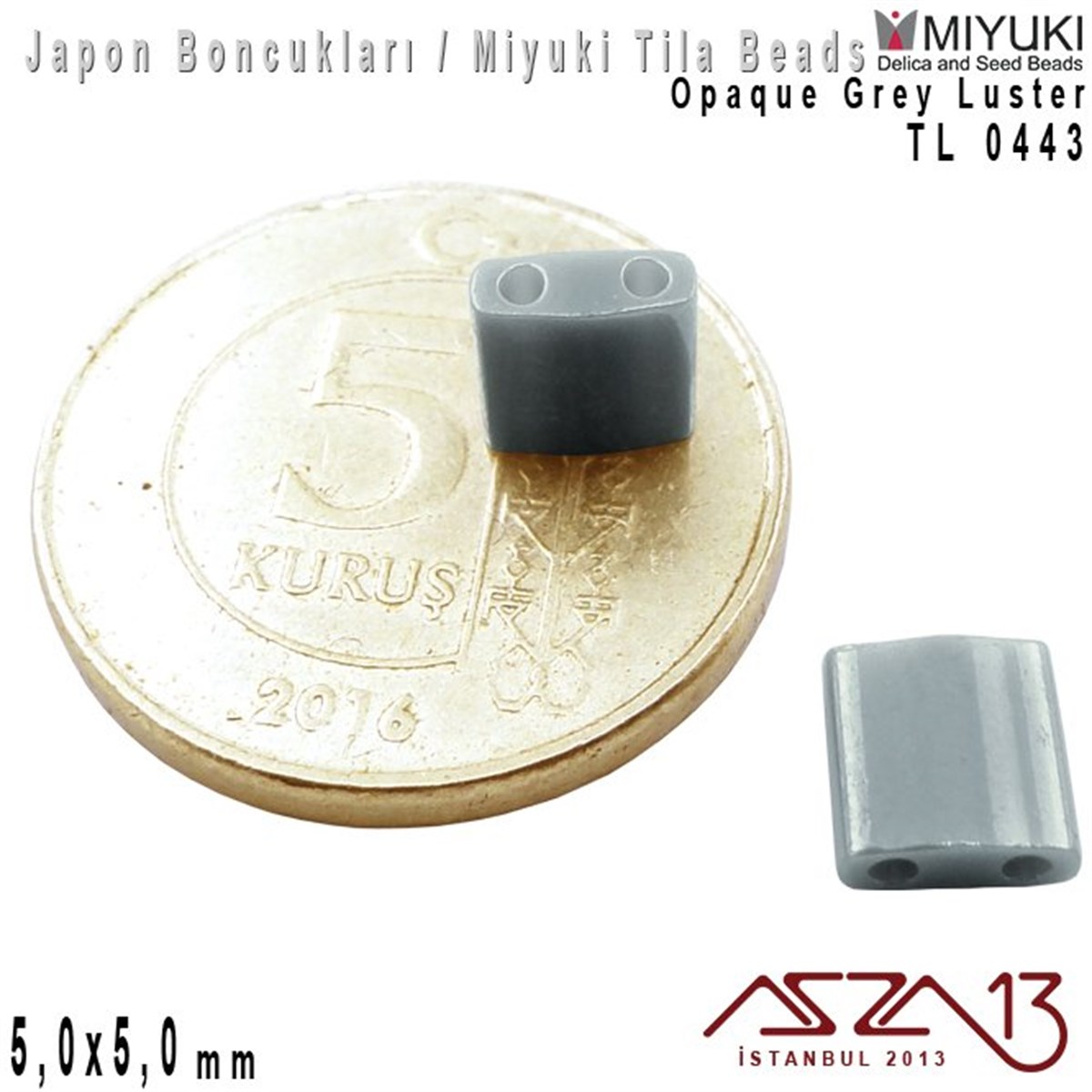 Tila Boncuk - Opaque Grey Luster - TL0443 / 24 Adet