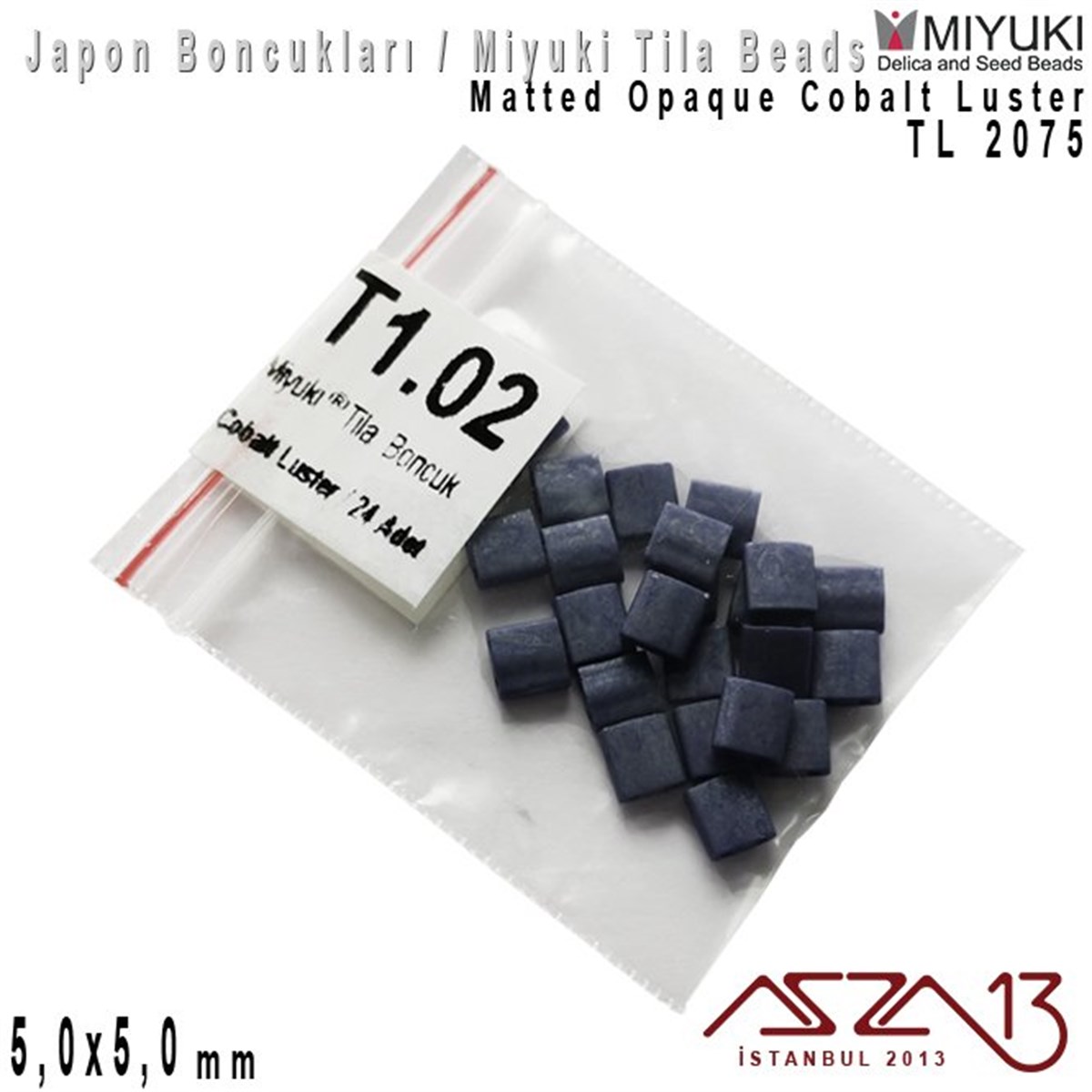 Tila Boncuk - Matted Opaque Cobalt Luster - TL2075 / 24 Adet