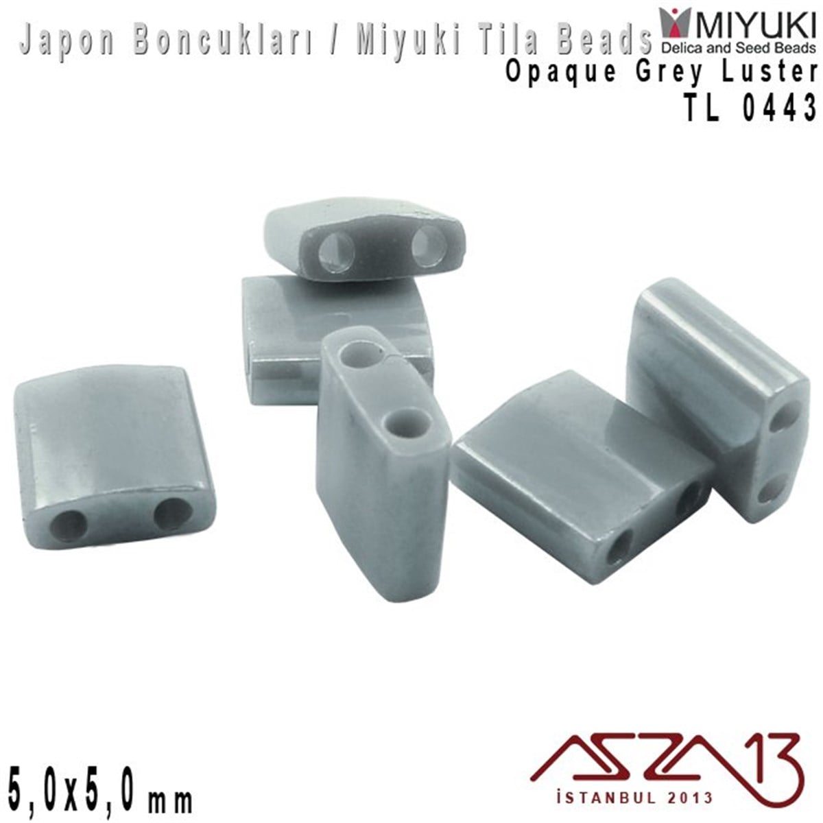 Tila Boncuk - Opaque Grey Luster - TL0443 / 24 Adet