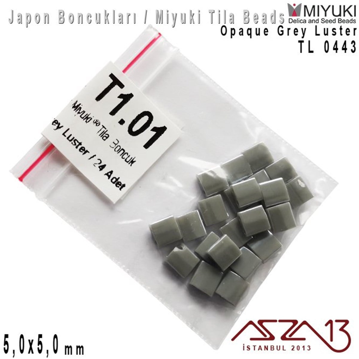 Tila Boncuk - Opaque Grey Luster - TL0443 / 24 Adet