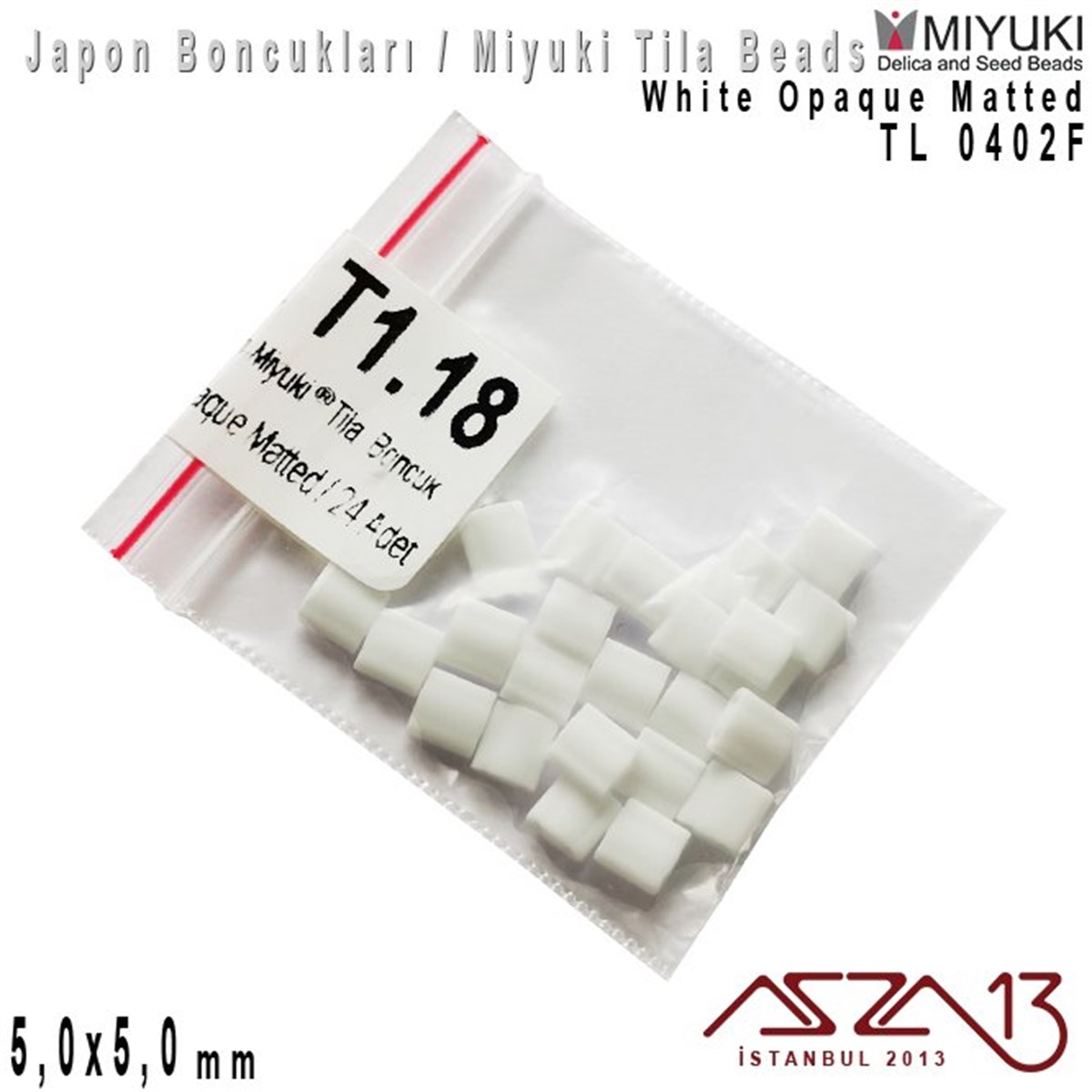 Tila Boncuk - White Opaque Matted - TL0402F / 24 Adet