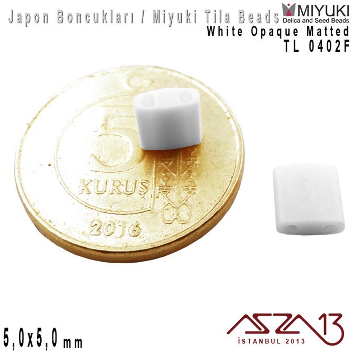 Tila Boncuk - White Opaque Matted - TL0402F / 24 Adet