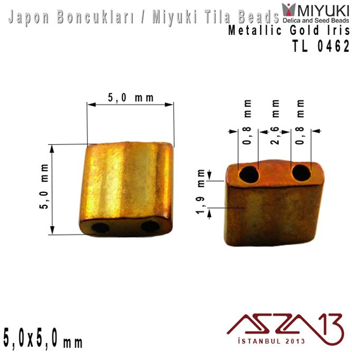 Tila Boncuk - Metallic Gold Iris - TL0462 / 24 Adet