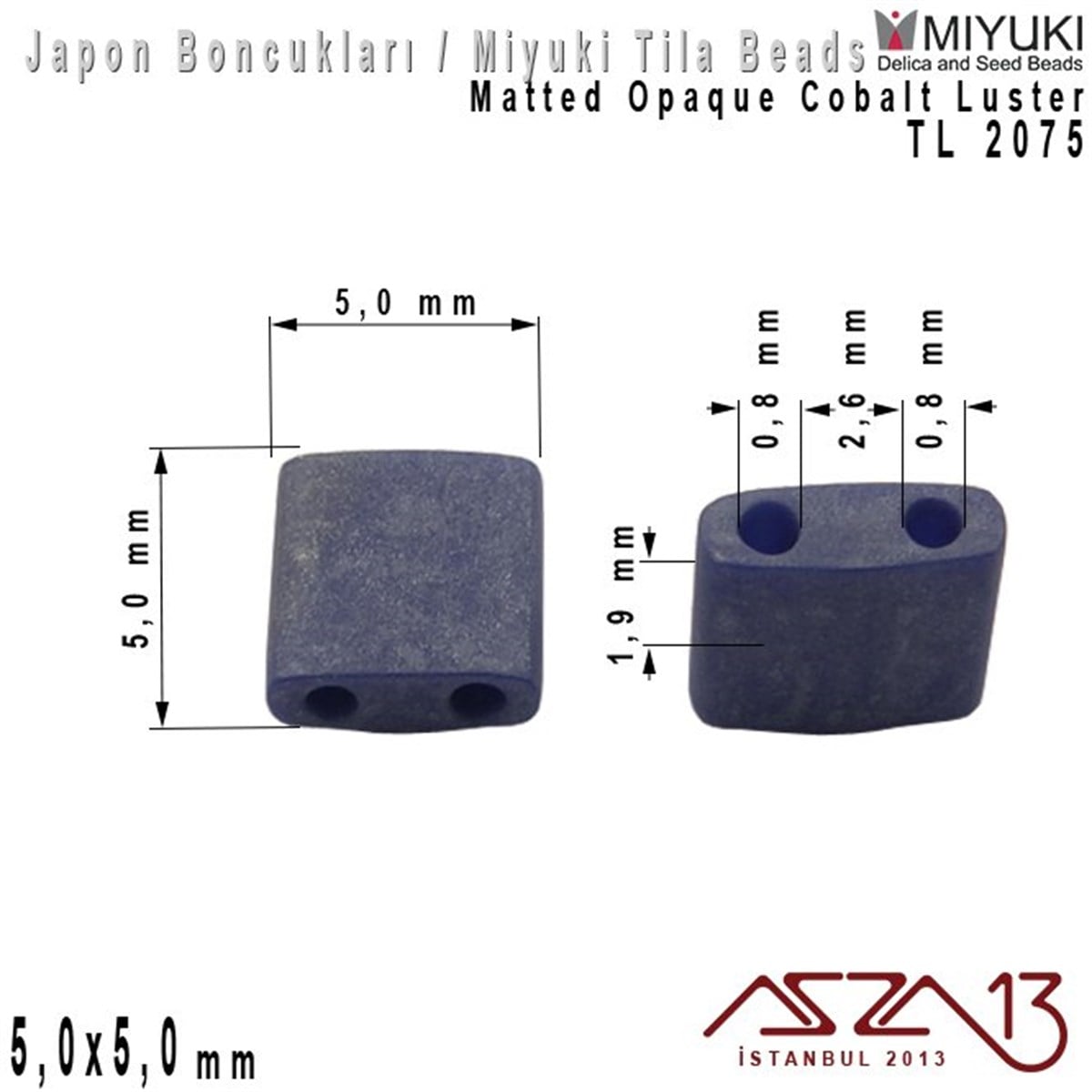 Tila Boncuk - Matted Opaque Cobalt Luster - TL2075 / 24 Adet