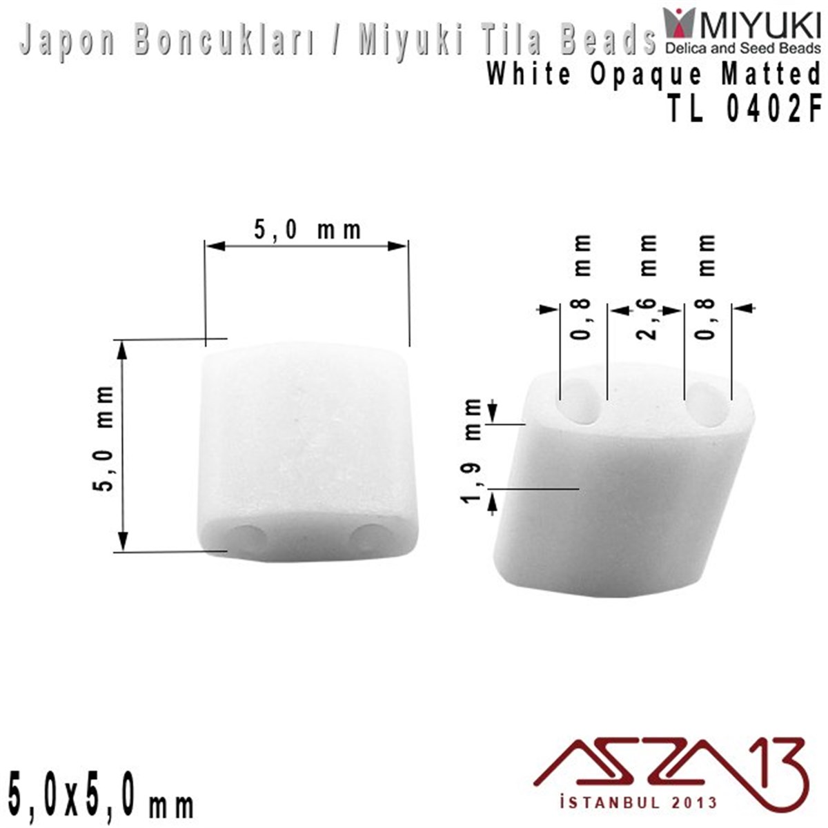 Tila Boncuk - White Opaque Matted - TL0402F / 24 Adet
