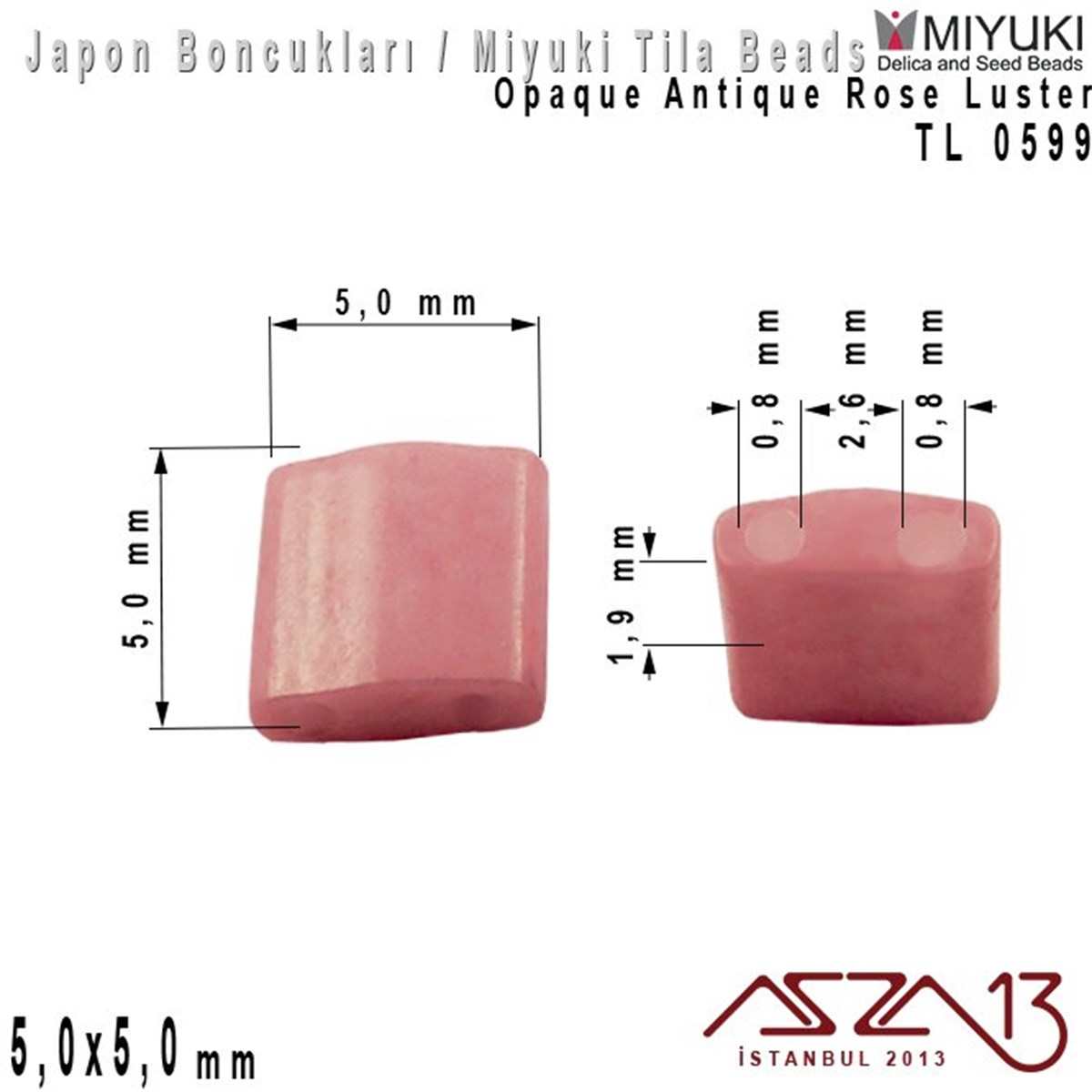 Tila Boncuk - Opaque Antique Rose Luster - TL0599 / 24 Adet