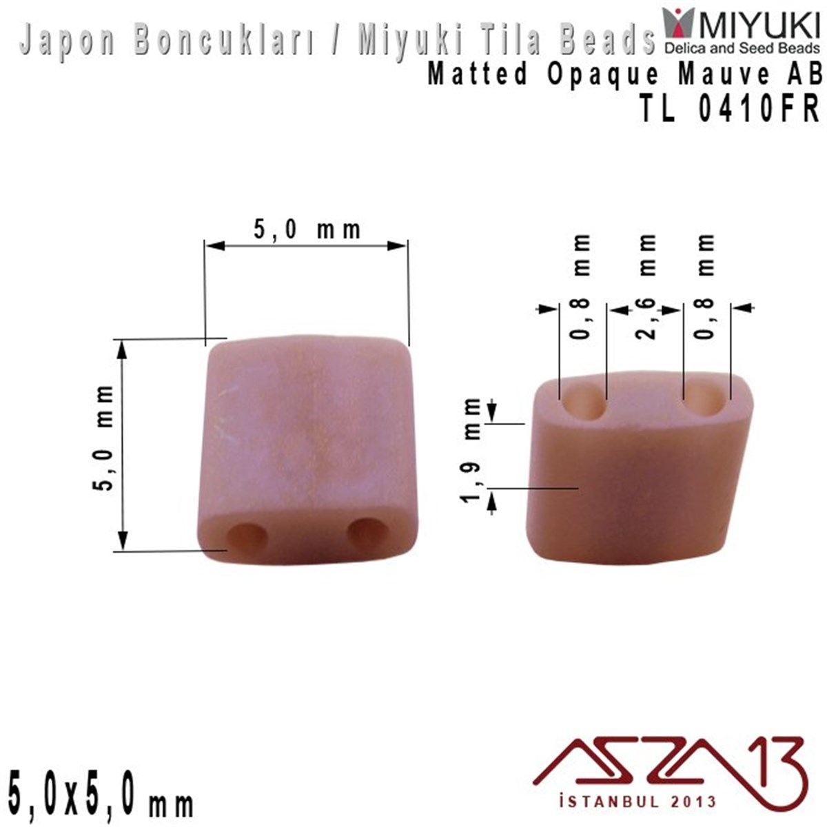 Tila Boncuk - Matted Opaque Mauve AB - TL0410FR / 24 Adet