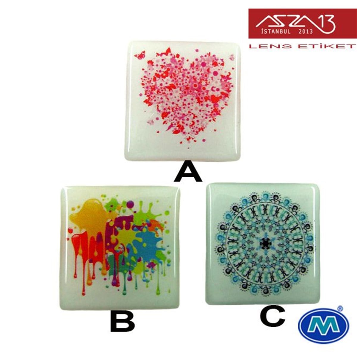 Kendinden Yapışkanlı 26x26 mm Kare Epoxy Etiket (Modes) / Paket İçeriği 2 Adet