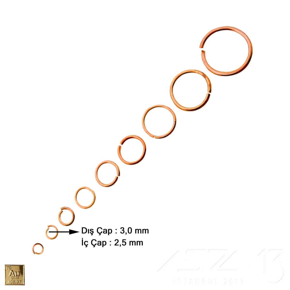 Halka - Açık - Gerçek Rose Altın Kaplama - 2,5 mm İç Çap- 100 Adet