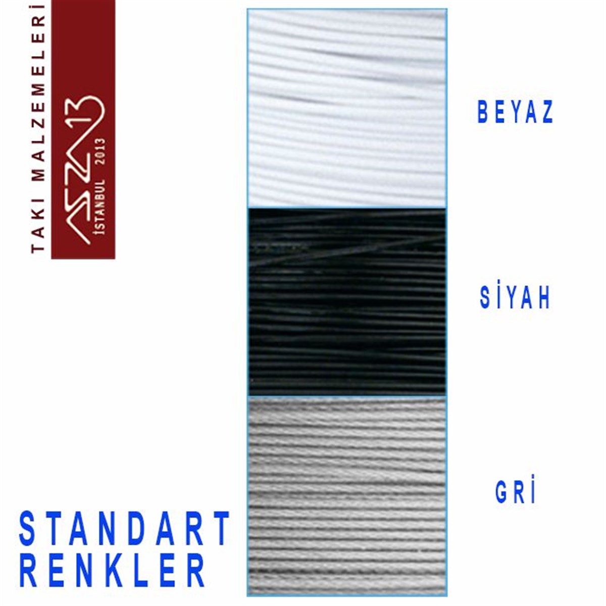 3lü Set 0,38 mm Nylon Kaplamalı Çelik Boncuk Teli / Siyah-Beyaz-Gri