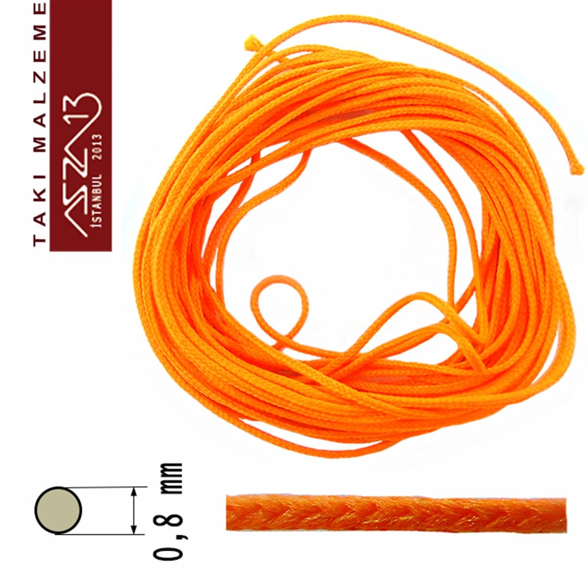 Neon Turuncu 0,8 mm Kalınlıkta Paraşüt İpi / 5 Metre