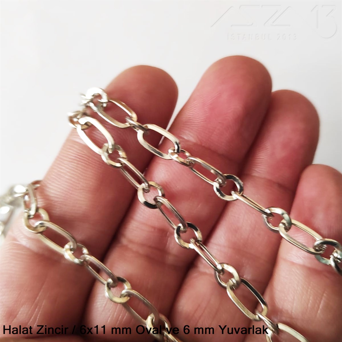 Zincir - Halat Tip - Oval 6 mm - Nikel Kaplama / 1 Metre