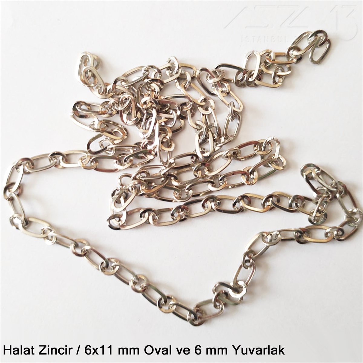 Zincir - Halat Tip - Oval 6 mm - Nikel Kaplama / 1 Metre