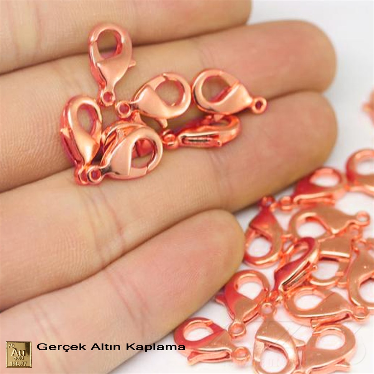 Klips - Damla (Papağan) - Gerçek Rose Altın Kaplama - 12 mm - 5 Adet