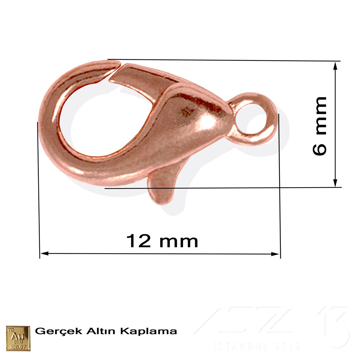 Klips - Damla (Papağan) - Gerçek Rose Altın Kaplama - 12 mm - 5 Adet