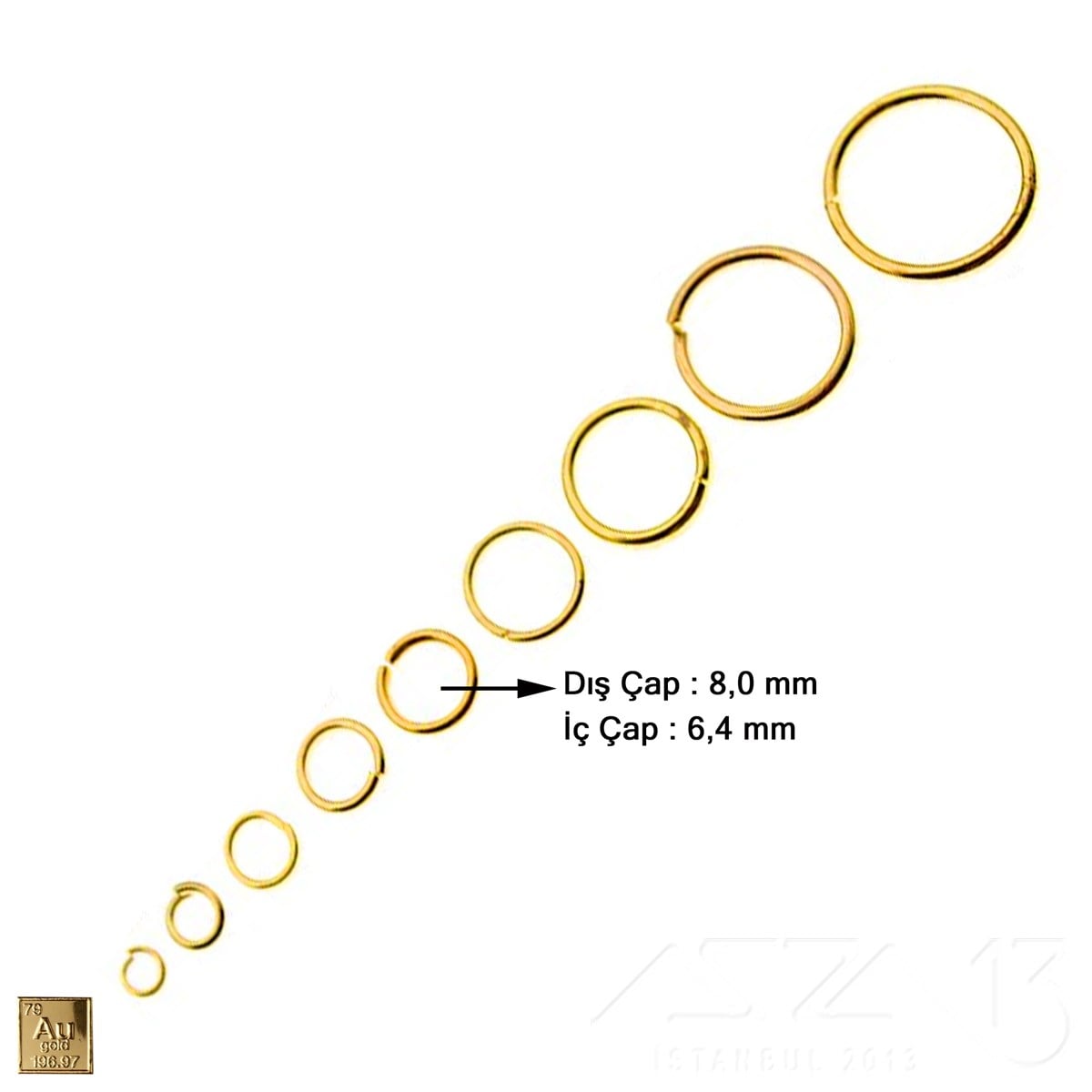 Halka - Açık - Gerçek Altın Kaplama - 6,4 mm İç Çap- 30 Adet