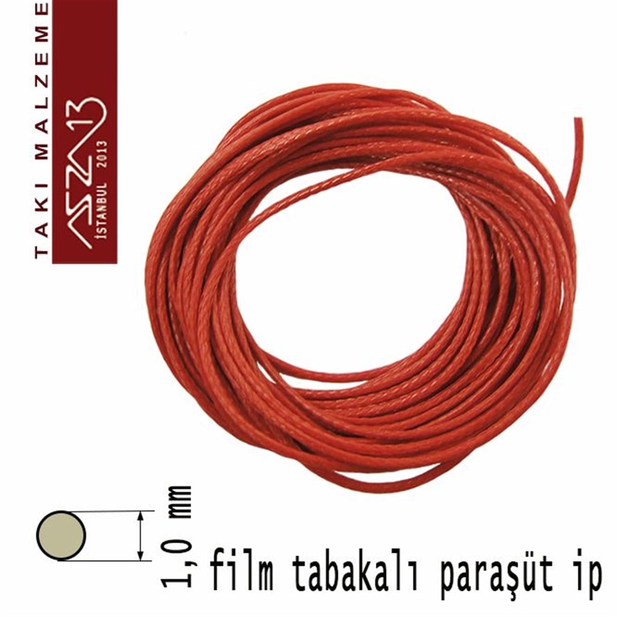 Kırmızı 1,00 mm Kalınlıkta Film Kaplı Paraşüt İpi / 3 Metre