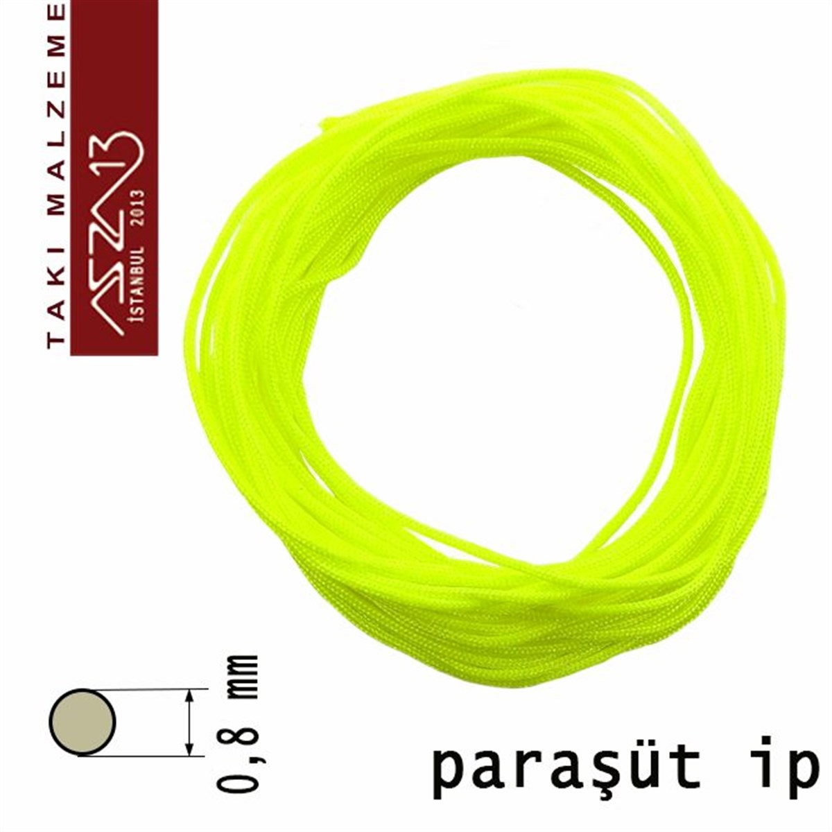 Neon Yeşil 0,8 mm Kalınlıkta Paraşüt İpi / 5 Metre