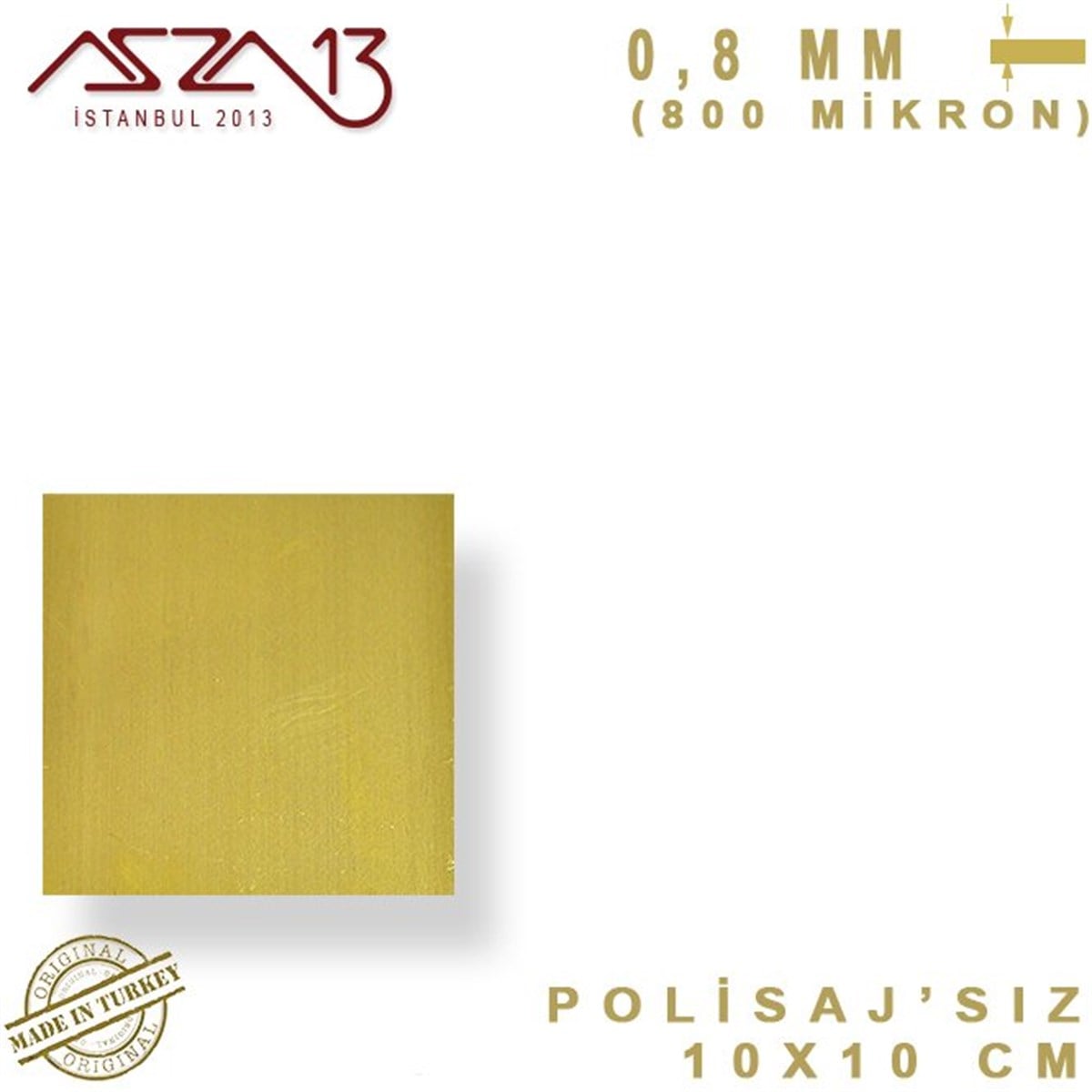 0.8 mm Pirinç Levha (100 mm x 100 mm)