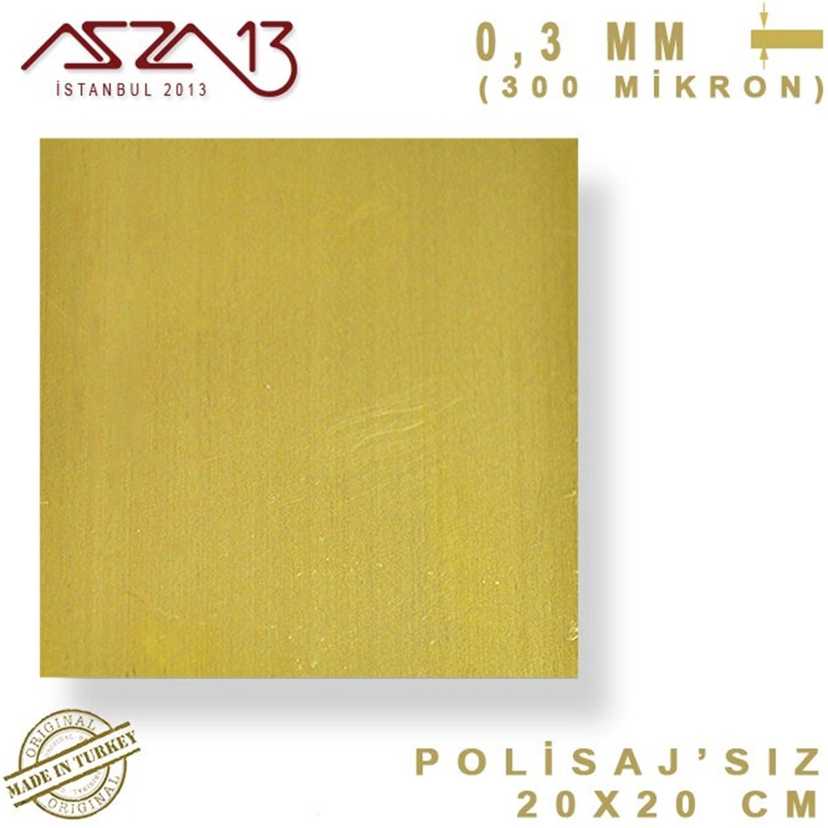 0.3 mm Pirinç Levha (200 mm x 200 mm)