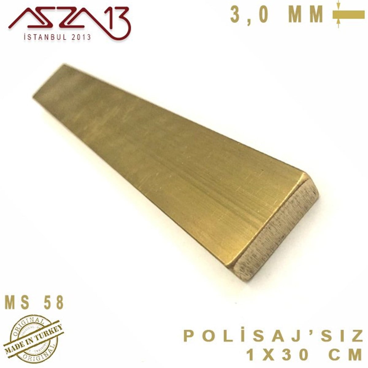 3.0 mm (3000 Mikron) - 1x30 cm - Pirinç Lama / 1 Adet