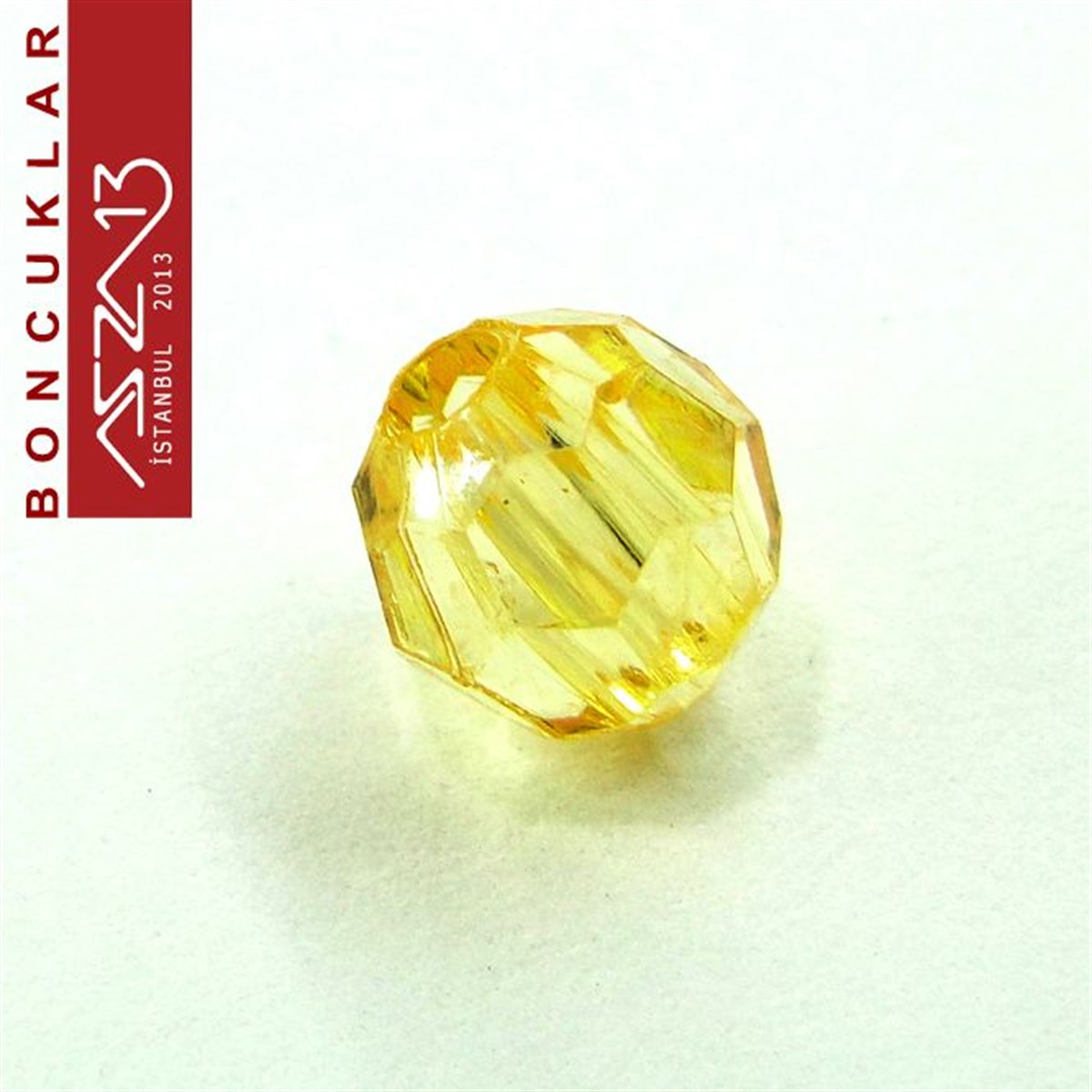 Fasetli, 8 mm, Yuvarlak, Açık Turuncu Boncuk / Paket İçeriği 65 Adet