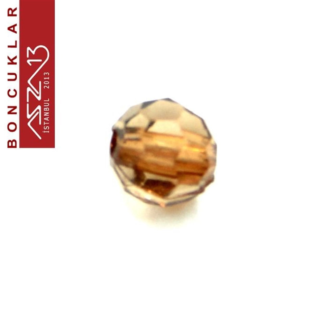 Fasetli 6 mm Yuvarlak, Açık Kahve Boncuk / Paket İçeriği 85 Adet