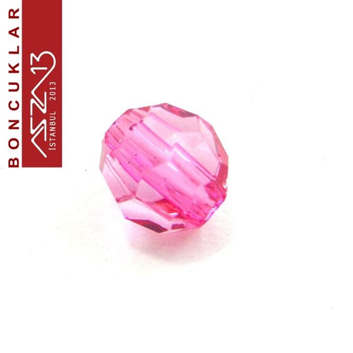 Fasetli, 8 mm, Yuvarlak, Koyu Pembe Boncuk / Paket İçeriği 65 Adet