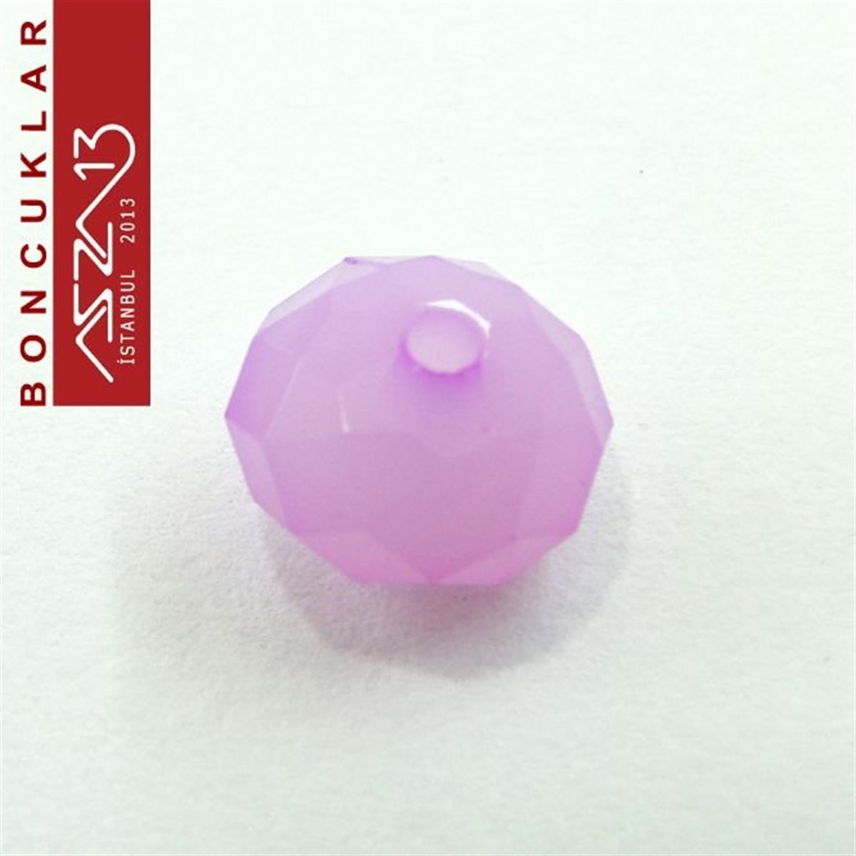 Fasetli, 8 mm, Rondela, Lila Buzlu Boncuk / Paket İçeriği 100 Adet