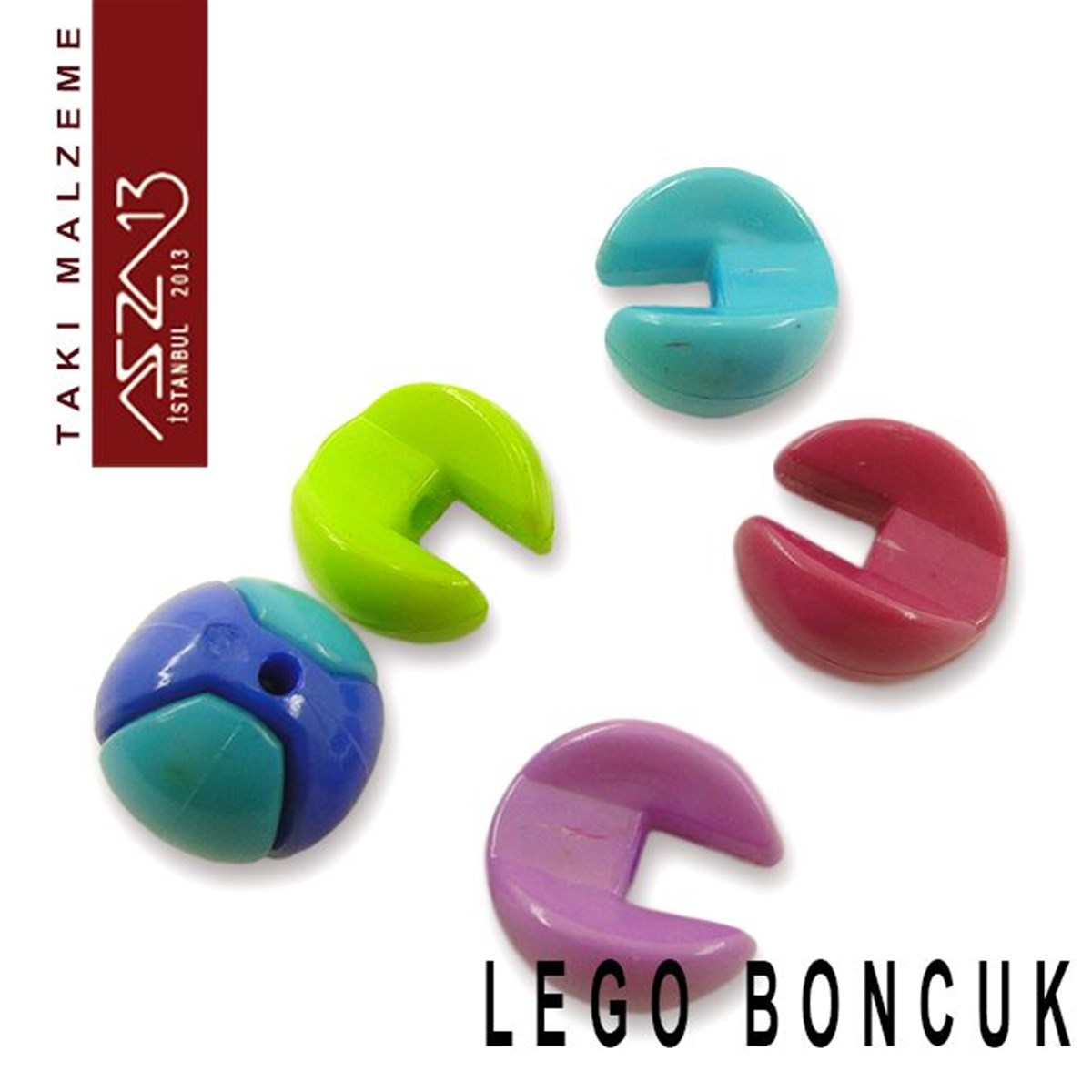 Karışık Renk, 14 mm Top, Lego Boncuk / Paket İçeriği 3 Top (6 Parça)