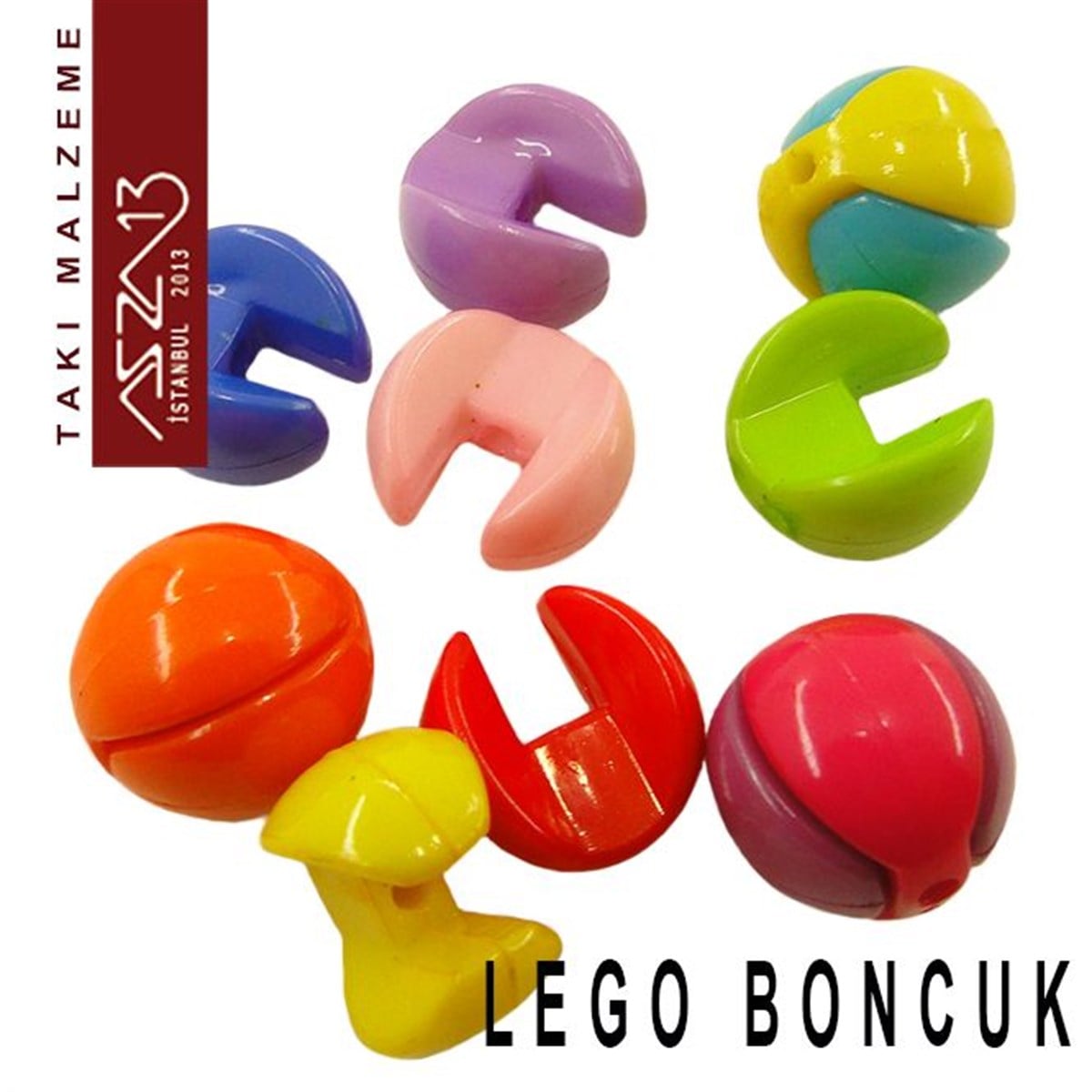 Karışık Renk, 14 mm Top, Lego Boncuk / Paket İçeriği 6 Top (12 Parça)