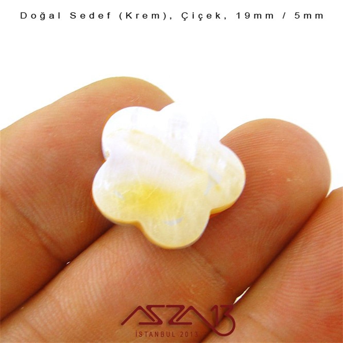 19 mm Krem, Doğal Sedef Çiçek Boncuk / Paket İçeriği 8 Adet