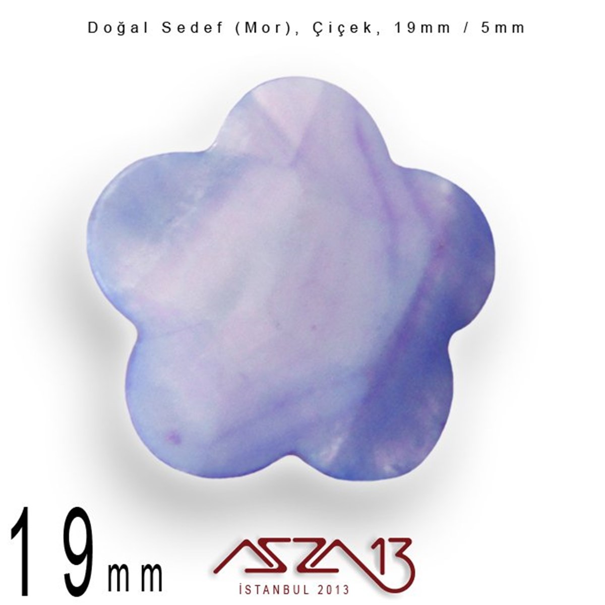 19 mm Mor, Doğal Sedef Çiçek Boncuk / Paket İçeriği 8 Adet