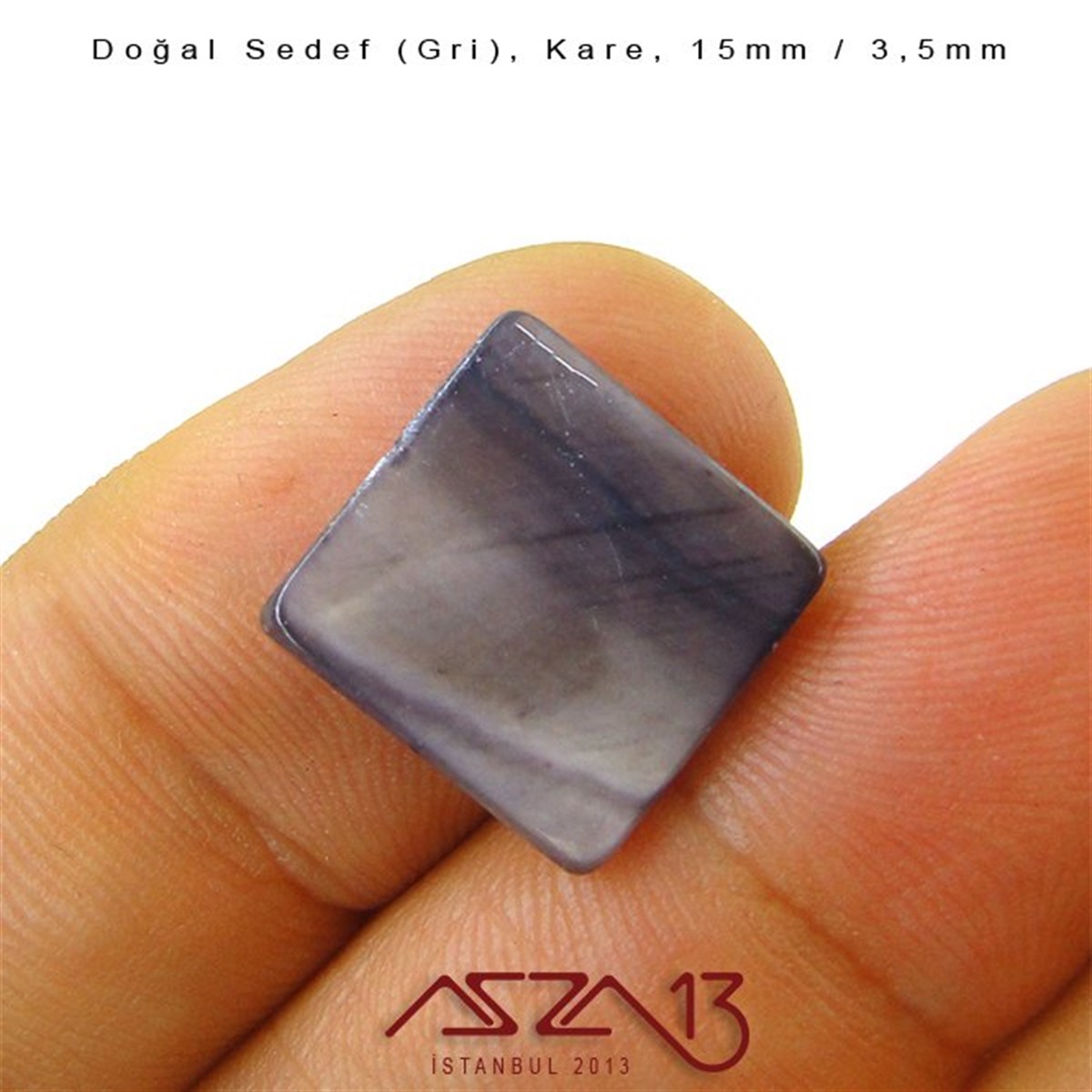 15 mm Gri, Doğal Sedef Kare Boncuk / Paket İçeriği 6 Adet