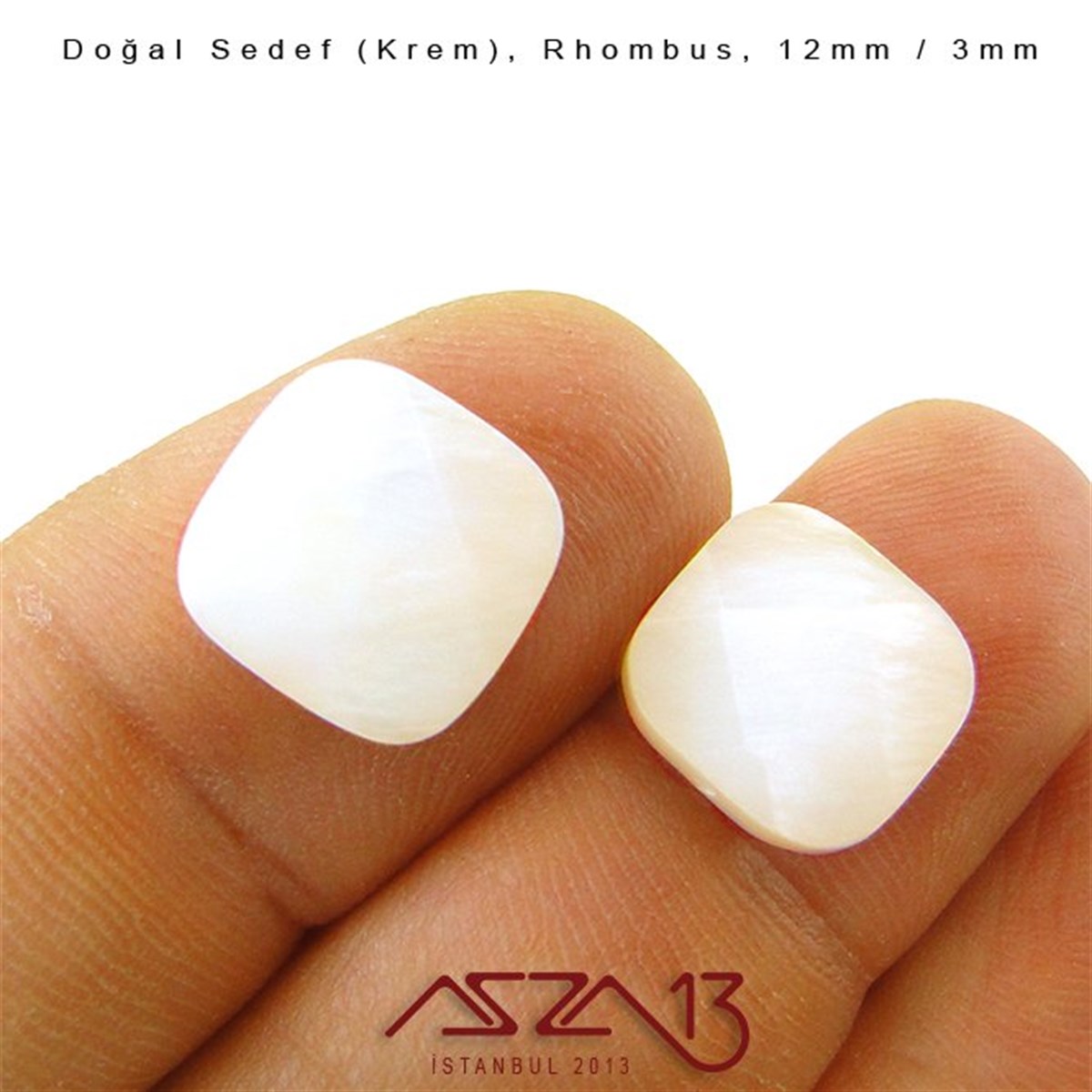 12 mm Krem, Doğal Sedef Rhombus Boncuk / Paket İçeriği 8 Adet