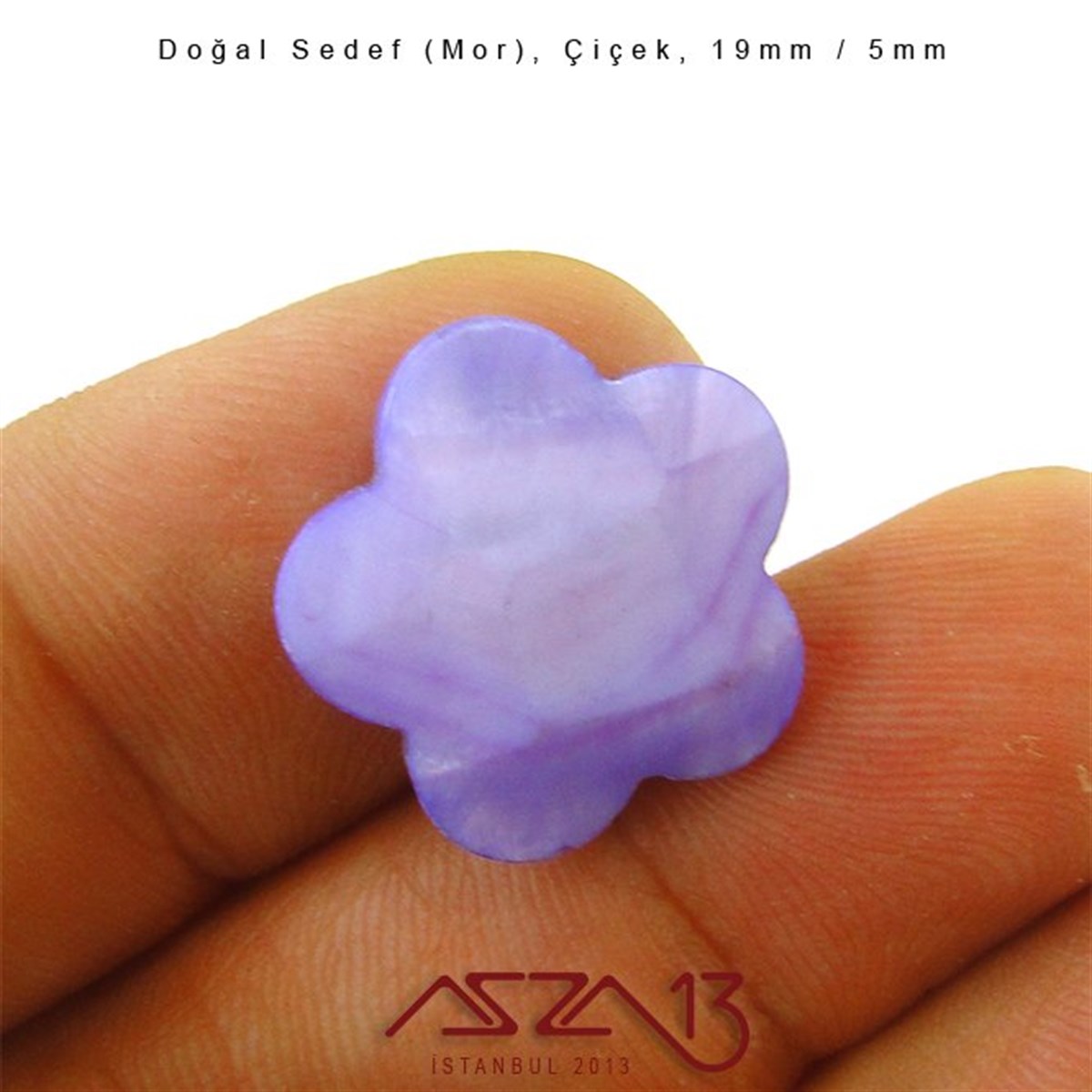 19 mm Mor, Doğal Sedef Çiçek Boncuk / Paket İçeriği 8 Adet