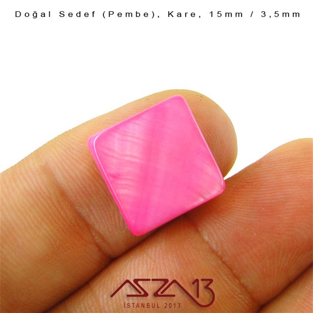 15 mm Pembe, Doğal Sedef Kare Boncuk / Paket İçeriği 6 Adet
