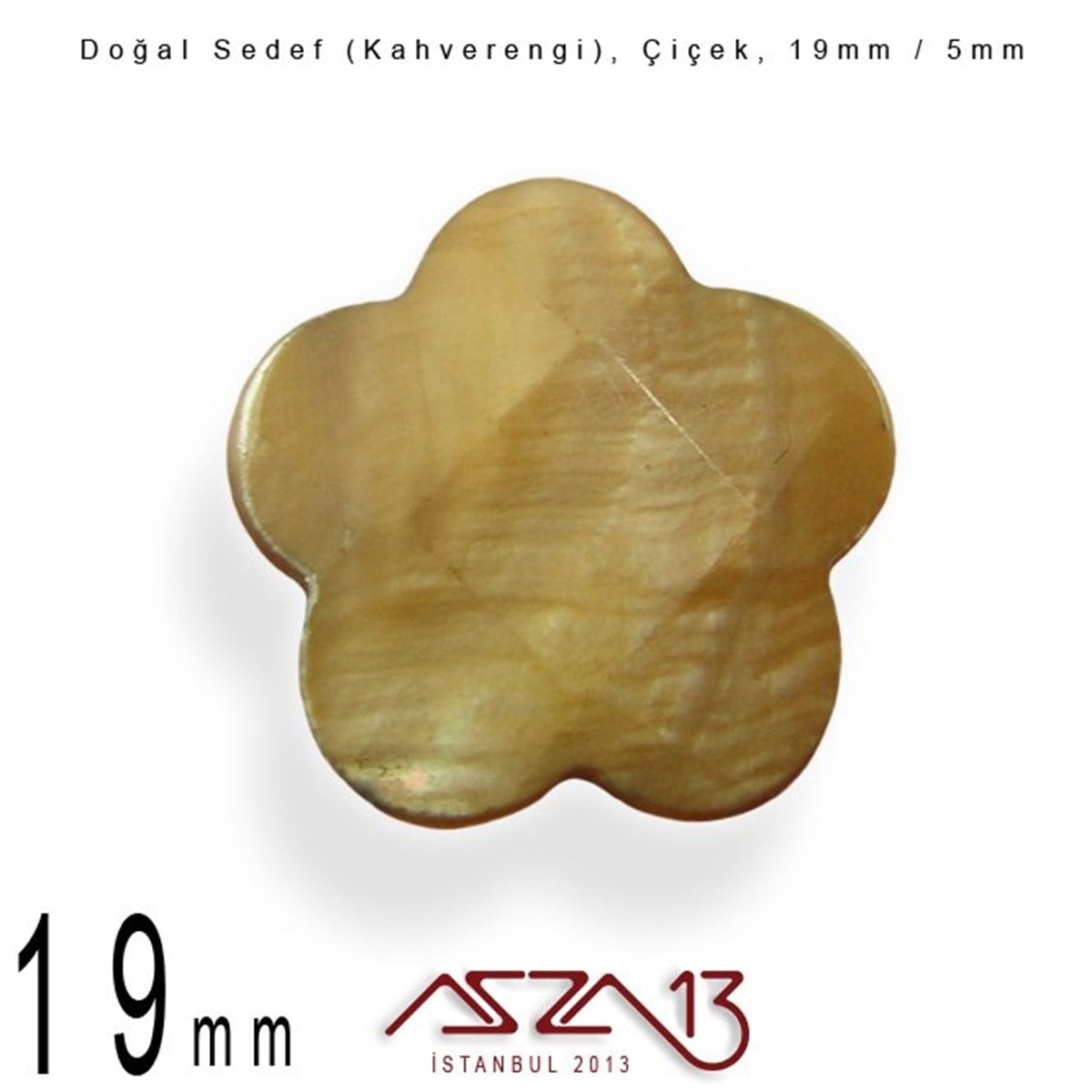 19 mm Kahverengi, Doğal Sedef Çiçek Boncuk / Paket İçeriği 8 Adet