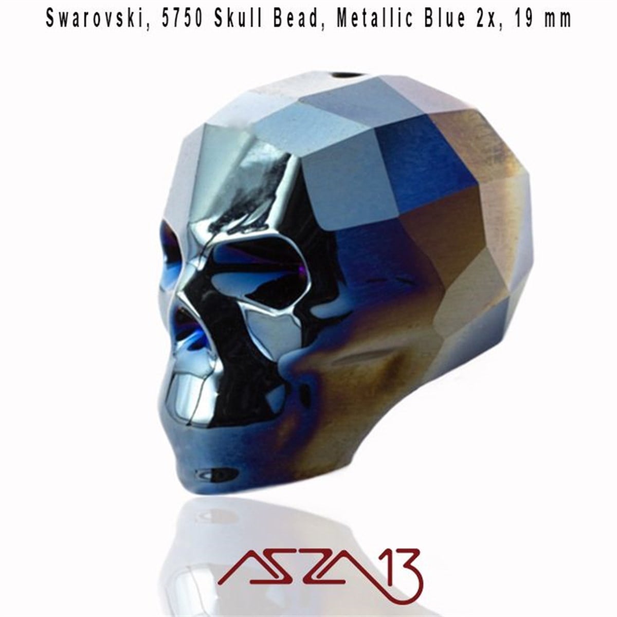 Swarovski 5750 Metallic Blue 2x (Skull Bead) 19 mm Kurukafa Boncuk