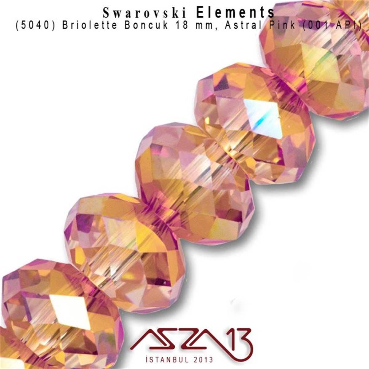 5040 001 API (Crystal Astral Pink) Briolette Bead (Biryolet Boncuk) 18 mm / 1 Adet