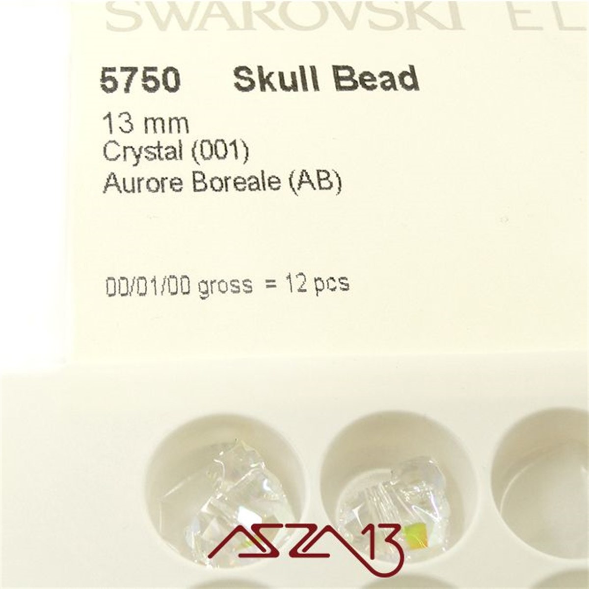 Swarovski 5750 Aurore Boreale (Skull Bead) 13 mm Kurukafa Boncuk
