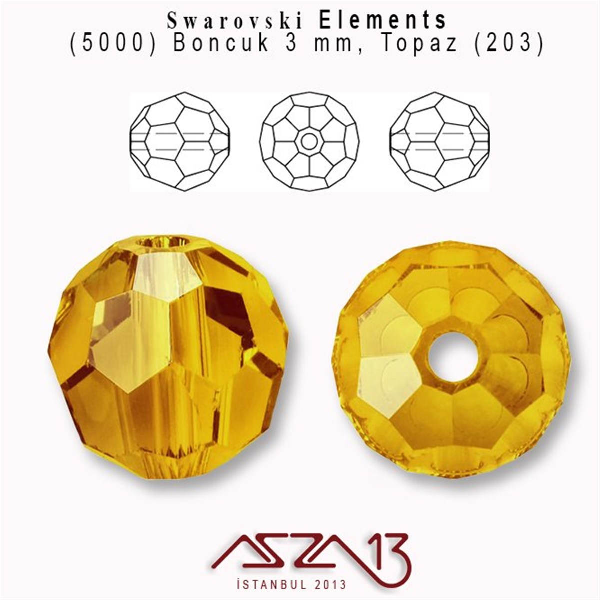 5000 203 (Topaz) Bead (Topaz Renk Boncuk) 3 mm / 72 Adet