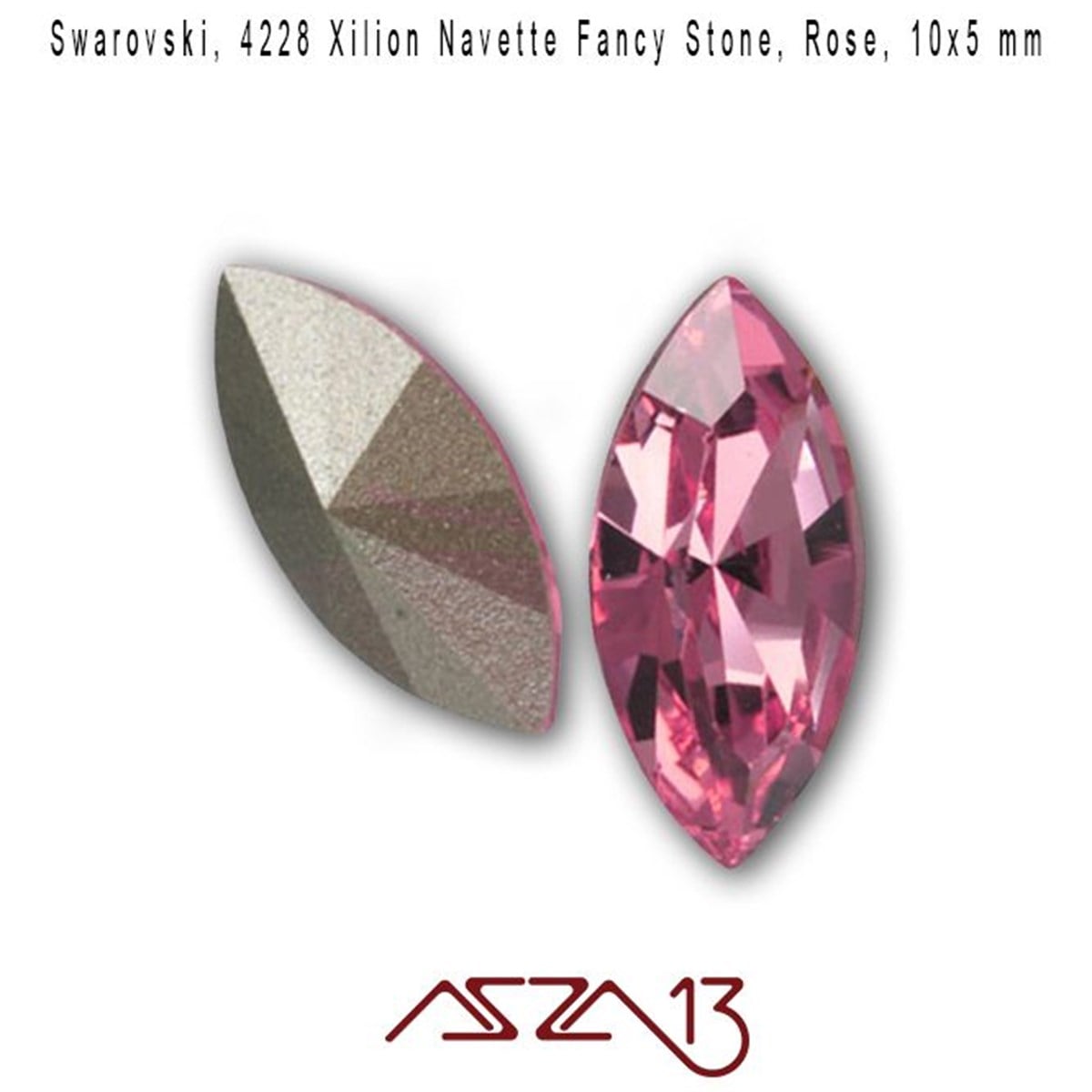 Swarovski 4228 Rose (Xilion Navette Fancy Stone) 10x5 mm / 5 Adet
