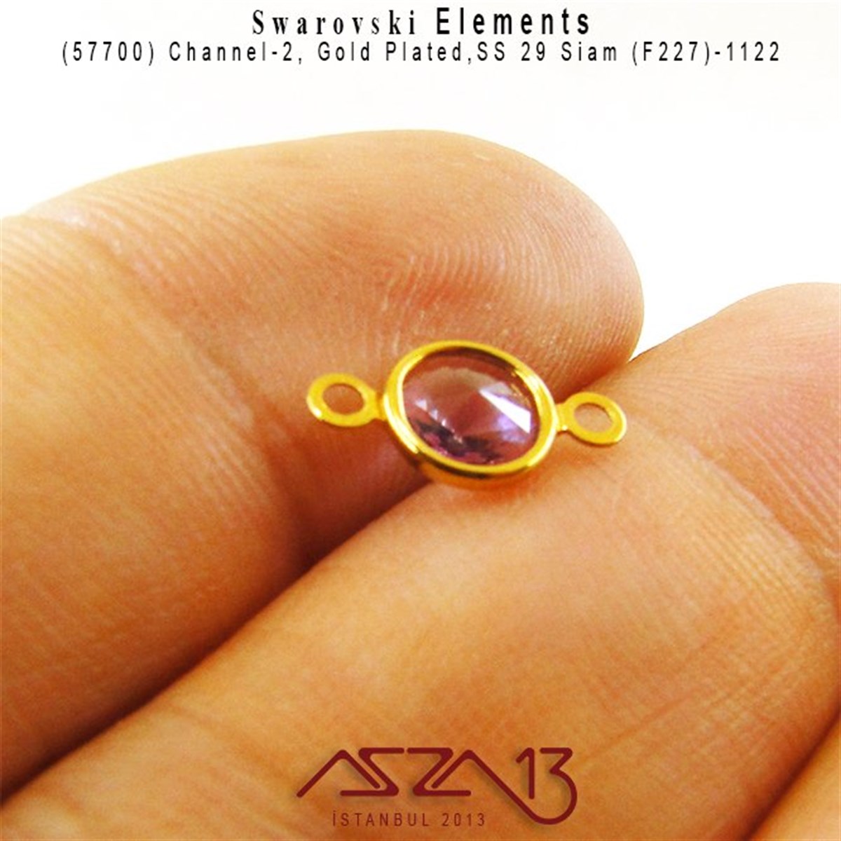 57700 F227 1122 (Lt. Siam) SS 29 Gold Plated Linked / 1 Adet