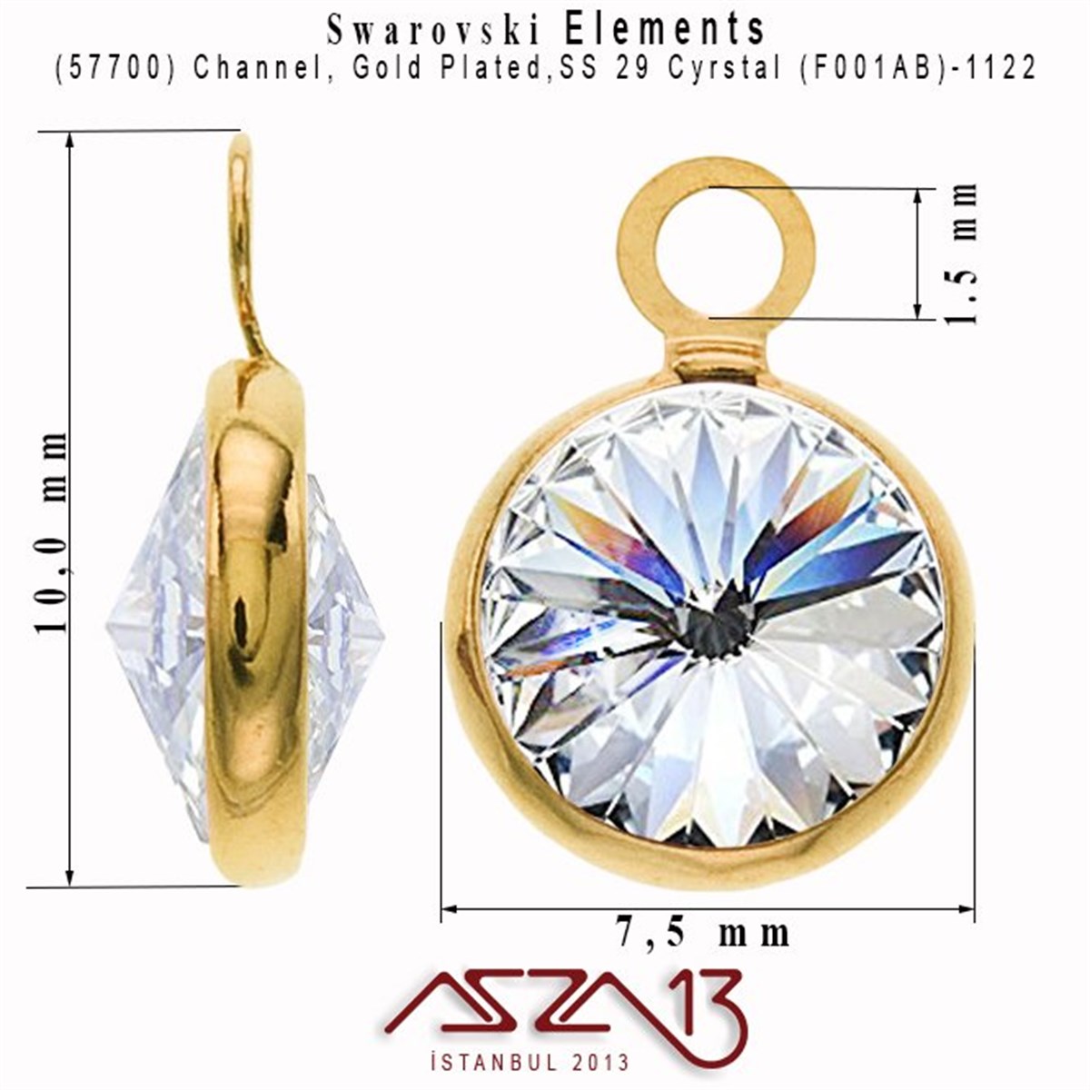 57700 F001AB 1122 (AB Crystal) SS 29 Gold Plated Linked / 1 Adet